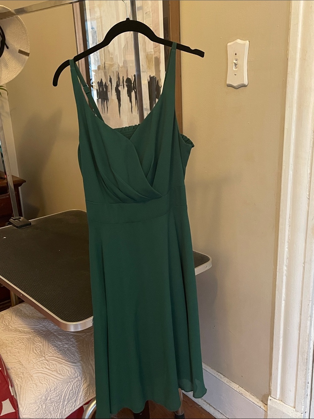 Reserved Emerald Green Midi Dress with V-Front Draping